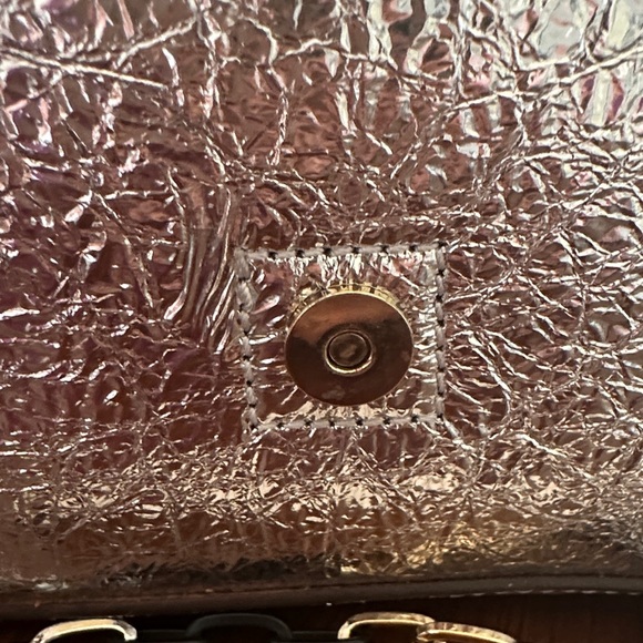 Zadig & Voltaire silver foil leather mini Bag, silver metal chain. Rare Find! - Picture 8 of 12